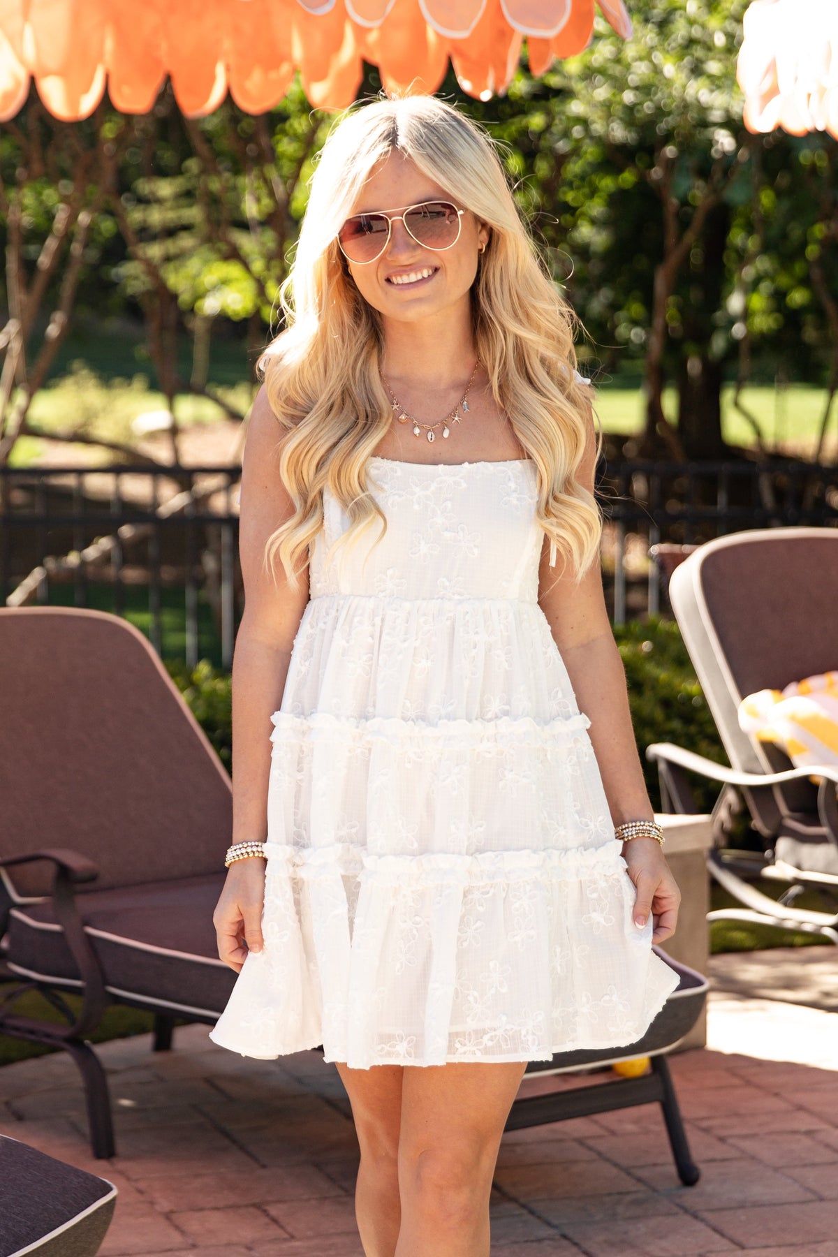 Love Story Floral Eyelet White Mini Dress