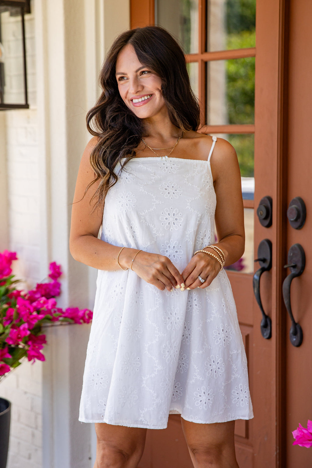 Summer Glow White Eyelet Mini Dress