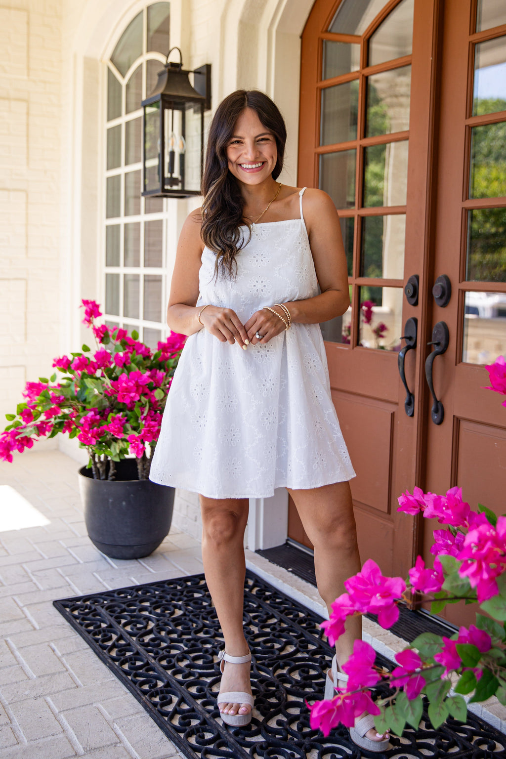 Summer Glow White Eyelet Mini Dress