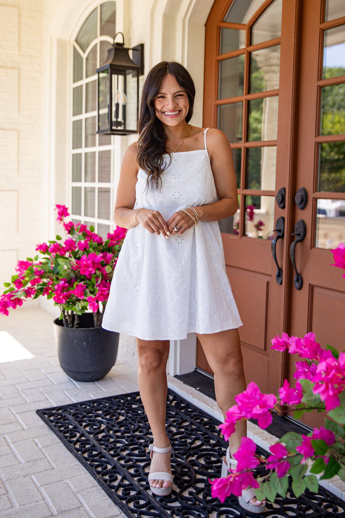 Summer Glow White Eyelet Mini Dress