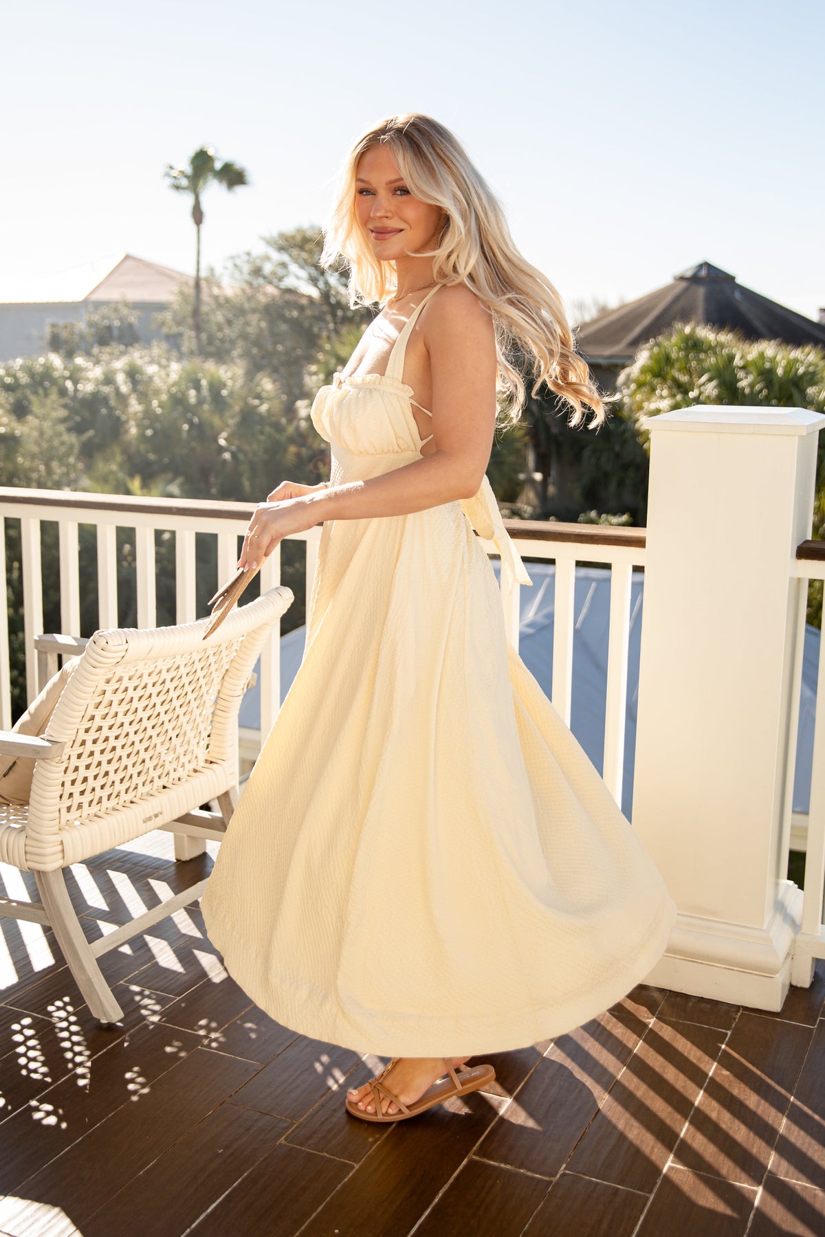 FINAL SALE - Sunlit Daisy Yellow Midi Dress
