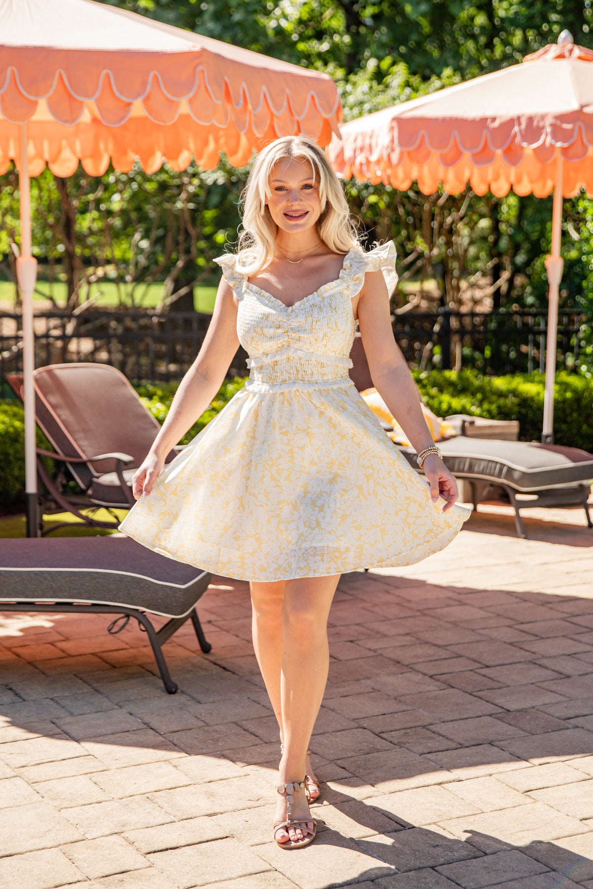 Radiantly You Yellow Floral Mini Dress